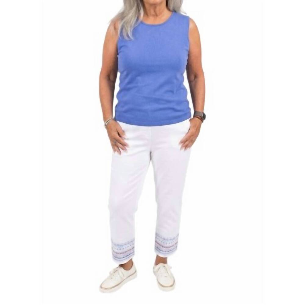 NEW LULU-B embroidered stars capri pants in white
